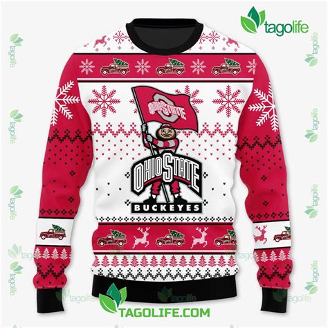 Ohio State Buckeyes Santa Would Never Wear Blue Ugly Christmas Sweater ...