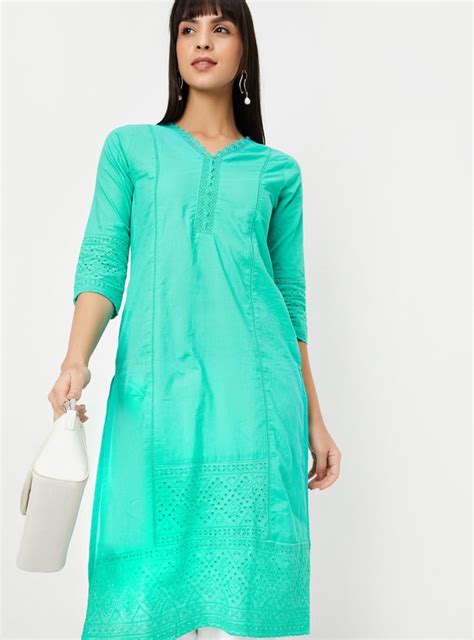 Buy Women Schiffli Embroidered Straight Kurta Online at just Rs. 699.0 ...
