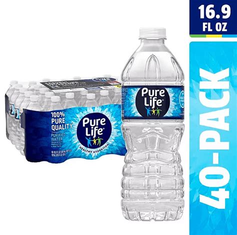 Pure Life Purified Water, 16.9 fl. oz Bottles, 40 Pack, Refreshing ...