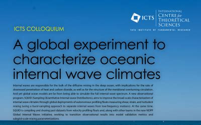 A global experiment to characterize oceanic internal wave climates | ICTS