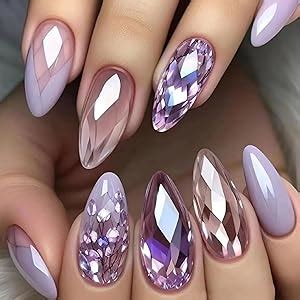 Buy NAILWIND 3D Diamond Shape Designs False Nails,120 Pcs Soft Gel Tips ...