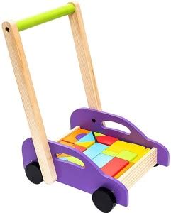 Hilife Roll & Run Puzzle Cart Wooden Walker with Blocks for Kids 3 ...