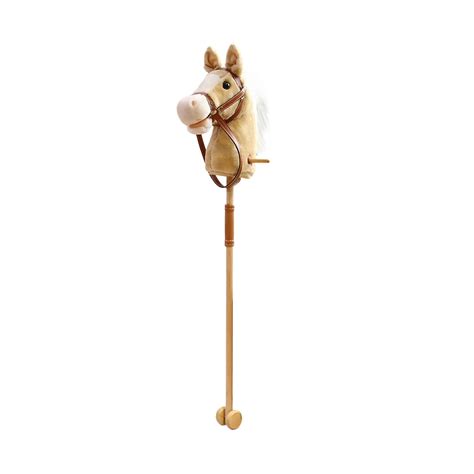 RUIG Plush Stick Horse –Stick Horse Plush Handcrafted Hobby Horse on a Stick with Wood Wheels ...