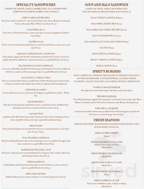 Country Spirit Restaurant menus in Henniker, New Hampshire, United States