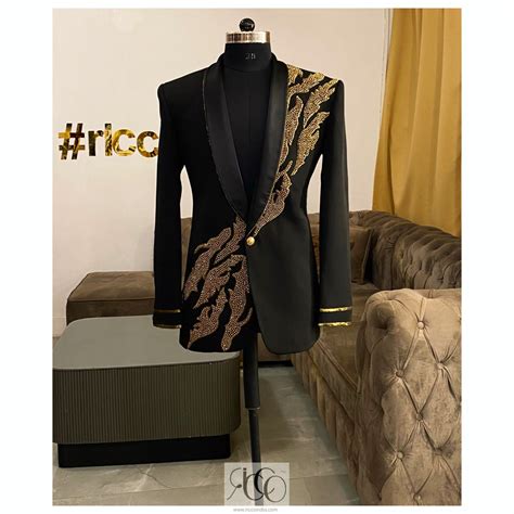 BLACK TUXEDO WITH GOLD PEARL WORK – Ricco India