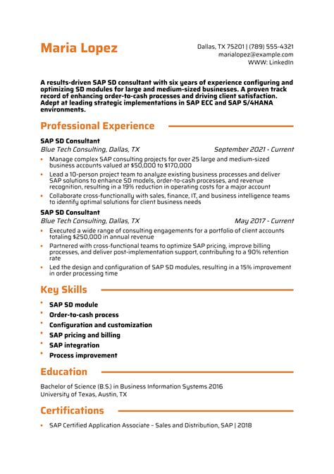 Best SAP Resume Examples and Templates for 2026 - ResumeBuilder.com