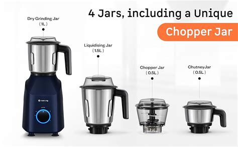 Buy Atomberg Yulia 750 Watt Mixer Grinder | 4 Multipurpose Jars ...