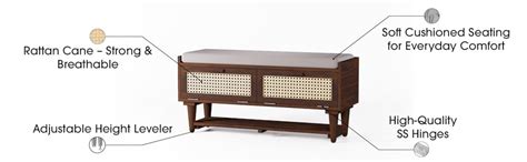Tvaste Anjun Solid Sheesham Wood Shoe Rack Cabinet with Cushioned ...
