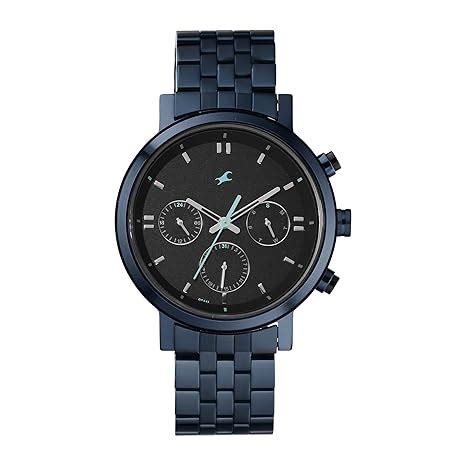Fastrack Tick Tock Quartz Multifunction Black Dial Blue Metal Strap ...