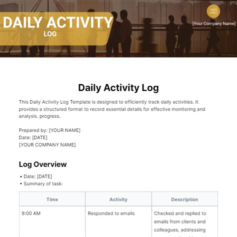 Image result for Daily Activity Log Book Template