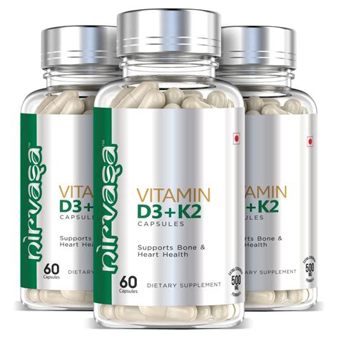 Nirvasa Vitamin D3 + K2 Capsules with Calcium Carbonate ...