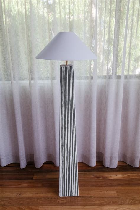 Upcycled Stripe Plaster Floor Lamp — Smor Home