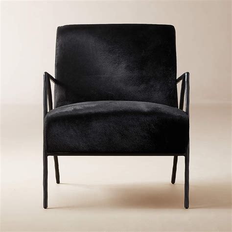 Imogene Black Hide Lounge Chair + Reviews | CB2 | Black leather accent ...