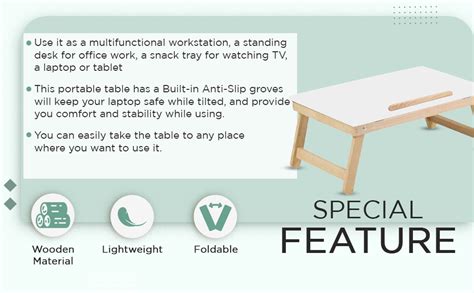 YAJNAS Wooden Multipurpose Foldable Laptop Table with Cup & Tab Holder ...