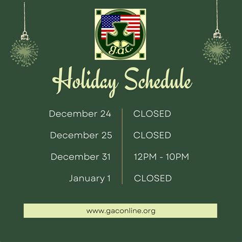 Holiday Schedule II – GAC