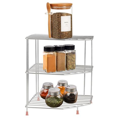 TechSrmaji 3-Tier Stainless Steel Kitchen Organizer Rack Corner Shelf ...