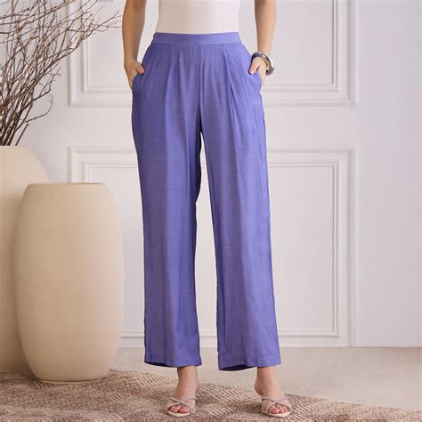 Slate Blue Gentle Straight Pants – First Resort by Ramola Bachchan