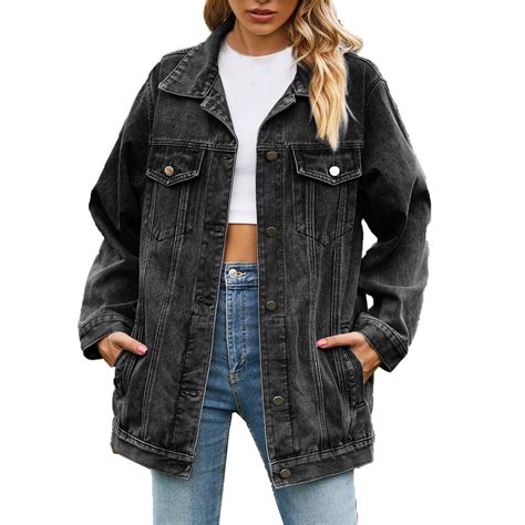 Jean Jacket Womens Plus Denim Stretch Denim Jacket, Women's Oversized ...