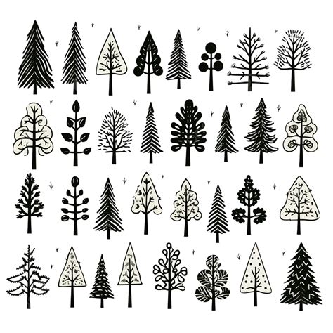 A Handdrawn Forest Clipart Christmas Tree Vector Of Doodles In One Line ...