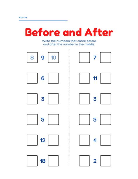 Before and After Math Worksheets: Enhance Your Child's Number Sense
