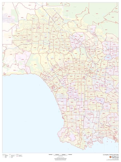 Buy Los Angeles, California Zip Codes - 36" x 48" Laminated Wall Online ...