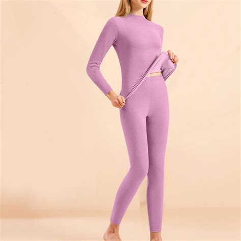 TMOYZQ Long Johns Thermal Underwear for Women Fleece Lined Base Layer ...