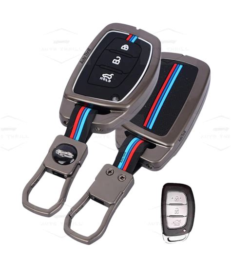 AUTO THRILL Premium Metal Silicon Key Cover Compatible with Hyundai i20 ...