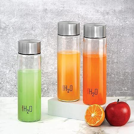 Cello H2O Steelox Fridge Glass Water Bottle, Set of 3, 920 ml, Silver ...