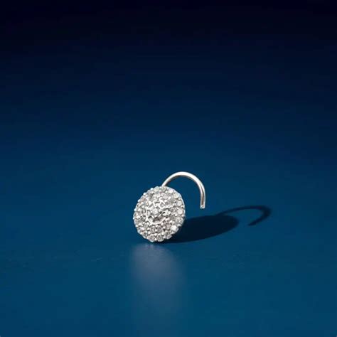 925 Sterling Silver Designer Nose Pin with CZ Stones | Velvet Box ...