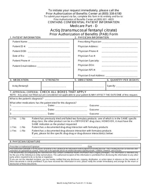 Medicare Part - D Actiq (Transmucosal Fentanyl Citrate) Prior ...