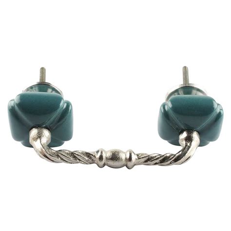 Solid Forest Green Square Ceramic Cut Bridge Handles