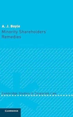 Minority Shareholders' Remedies (Cambridge Studies in Corporate Law ...
