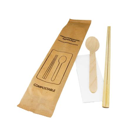 GV WOODEN CHOPSTICK(24CM)/SPOON/NAPKIN PACK (200PACK/CTN)
