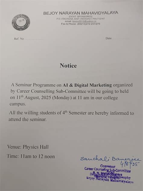 Notice Board | Bejoy Narayan Mahavidyalaya