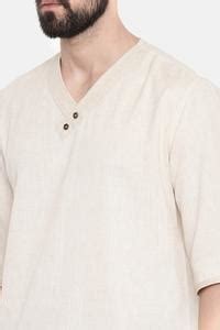 Buy Beige Flex Cotton Short Kurta For Men by Mayank Modi - Men Online ...