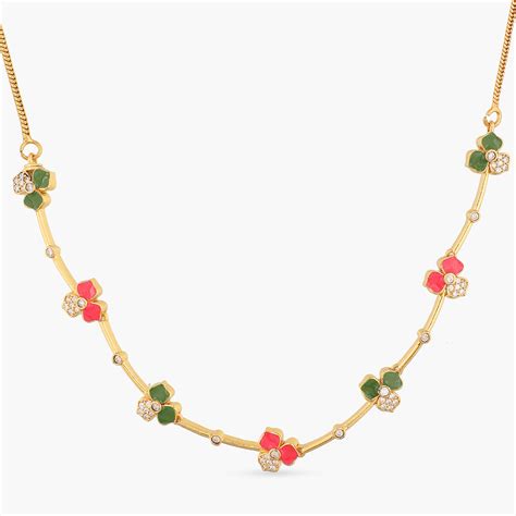 Buy Pansy Floral CZ Statement Link Necklace | Tarinika - Tarinika India