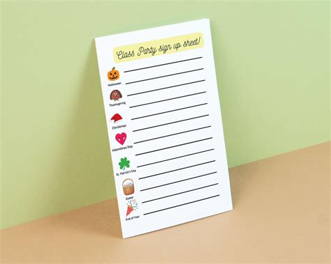 Class President Sign Up Sheet 的图像结果