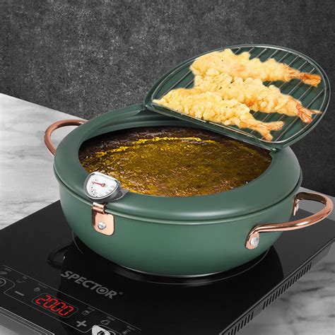 TOQUE Japanese Deep Frying Pot 24cm Tempura Fryer Pan Stainless Steel ...