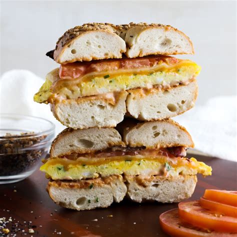 Bacon Egg and Cheese Bagel Breakfast Sandwich Recipe - The Buttered Gnocchi