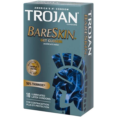 Trojan Bareskin Premium Lubricated Condoms - 10 Count - ShopCGX