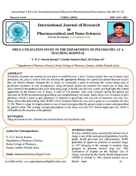 DRUG Utilization Study IN THE Department OF Psychiatry AT A Teaching ...