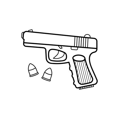 Hand drawn Kids drawing Cartoon Vector illustration Bullets, gun ...