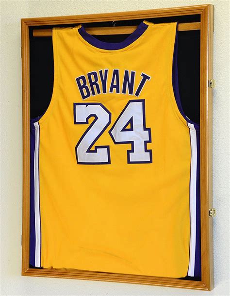 Basketball Jersey Frame Display Case Cabinet w/ 98% UV Protection -Oak ...