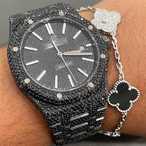 Black Moissanite AP Watch | Royal Oak Bust Down | VVS Black Diamond ...