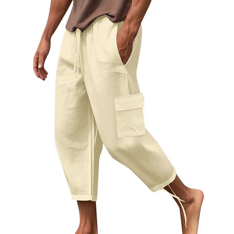 zbxnLI Men's Cargo Capri Pants Lightweight Summer Casual Cropped Pants ...