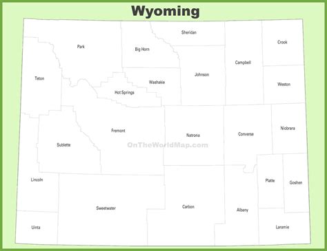 Wyoming county map - Ontheworldmap.com