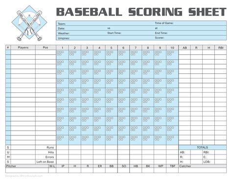 Free Baseball Scorecards and Sheets (Printable) | Baseball, Free ...