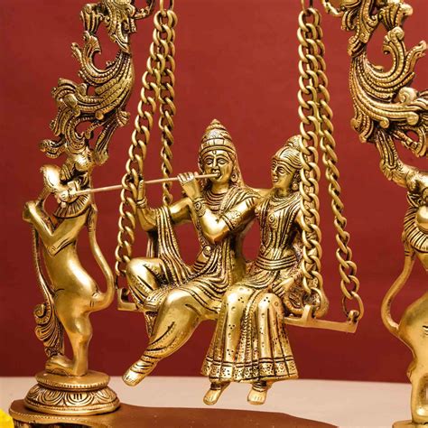 Brass Superfine Radha Krishna Jhula (18 Inch) – Vedansh Craft