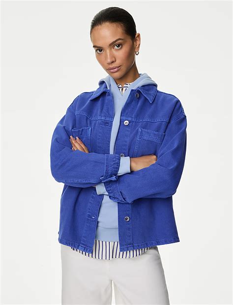Buy Pure Cotton Denim Relaxed Shacket at Marks & Spencer