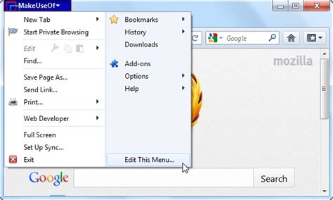 Image result for Firefox Menu Bar